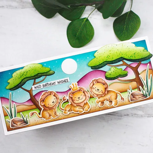 Miniatura 3 de Wild Birthday Wishes - Juego de sellos y troqueles para hacer tarjetas, sellos transparentes y troqueles de corte de metal para álbumes de recortes