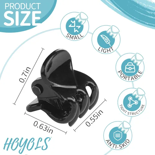Miniatura 2 de Hoyols 48 mini pinzas para el cabello, pinzas pequeñas para mujeres y niñas, surtido de pinzas de plástico para mujeres y niñas, color negro, blanco