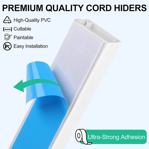 Miniatura 4 de Rindion Ocultador de cables, protector de cables de TV de 85.2 pulgadas, cubiertas de cable para cables en la pared, cubiertas de alambre