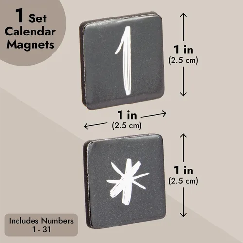Miniatura 4 de Juvale Números magnéticos para calendario de pizarra blanca, color negro, 50 piezas, imanes de números de calendario y días y meses magnéticos