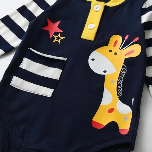 Miniatura 66 de Conjunto de 3 piezas de ropa de bebé recién nacido con estampado de manga larga + pantalones + sombrero