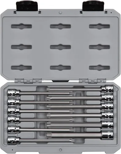 TEKTON 3/8 Pulgada de transmisión Largo Torx Juego de llaves de punta de estrella, 12 piezas (T10-T60) | SHB91305