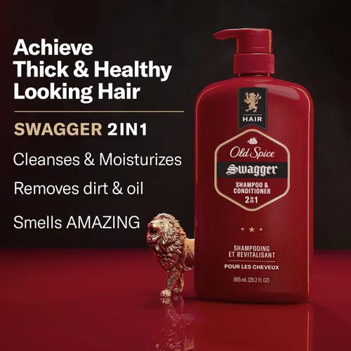Miniatura 2 de Old Spice Juego de champú y acondicionador 2 en 1 para hombre, Swagger, aroma a madera de cedro y lima, para todo tipo de cabello, cabello más
