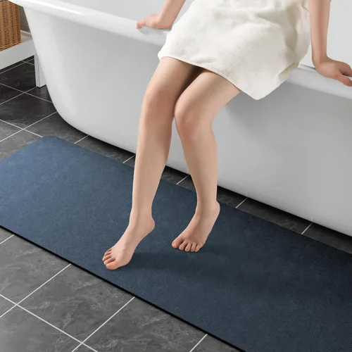 Miniatura 15 de Alfombras de baño de 32 x 17 pulgadas, tapetes de baño de tierra de diatomeas de secado rápido, absorbentes, tapetes de baño de goma antideslizante