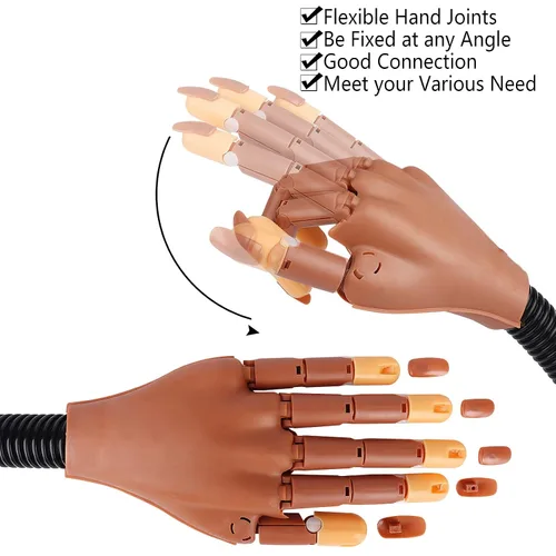 Miniatura 4 de LIONVISON Mano de práctica para uñas acrílicas, mano de práctica flexible y movible con 100 puntas de uñas de repuesto