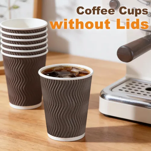 Miniatura 4 de BYSNOW Paquete de 150 tazas de café de 10 onzas, vasos de papel desechables, pared ondulada aislada para bebidas calientes o bebidas frías