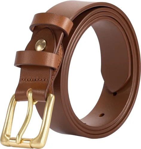 Miniatura 16 de Cinturones para mujer para jeans de 1.1 pulgadas de ancho, cinturones para vestidos de cuero de grano completo con hebilla dorada, caja de regalo