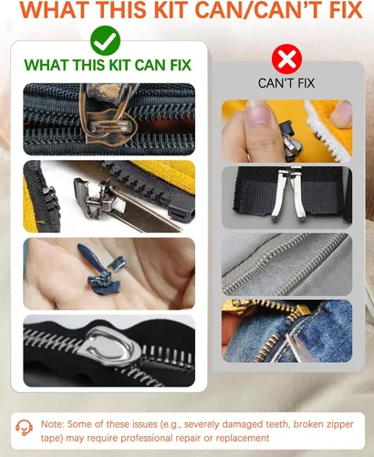 Miniatura 6 de Kit de reparación de cremalleras VICHERIA (200 piezas) - ¡con deslizadores compatibles con YKK y deslizadores universales! Arregla la mayoría