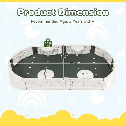 Miniatura 7 de Costzon Caja de arena para niños con cubierta, asiento integrado desmontable, forro inferior, kit de caja de arena para exteriores resistente a