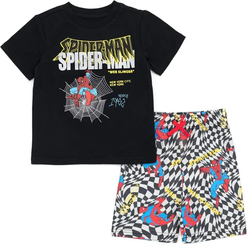 Marvel Avengers Capitán América Iron Man Hulk Thor Black Widow Hawkeye Conjunto de camiseta y pantalones cortos para niños pequeños a niños grandes