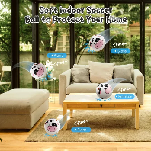 Miniatura 4 de VangeBow Pelotas de fútbol silenciosas para interior para niños pequeños de 1 a 3 años, juguetes de fútbol de peluche suave inflable para bebés