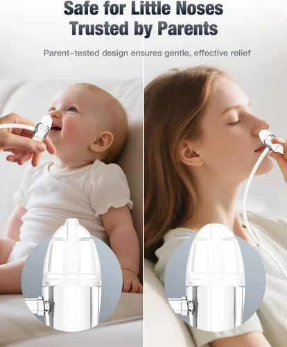 Miniatura 8 de Aspirador nasal para bebés con succión sin boca con bomba de mano No-mouth suction nasal aspirator with soft silicone tips, clear mucus chamber