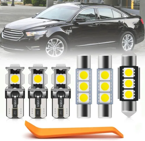13 piezas de kit de bombillas LED interiores para Ford Taurus 2010 2011 2012 2013 2014 2015 2016 2017 2018 2019 Luces de mapa, domo, maletero, placa