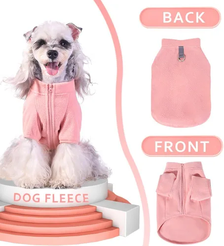 Miniatura 2 de Suéter de forro polar con cremallera completa para perro, chaqueta de forro polar para perro, abrigo de invierno para perro, ropa cálida para perros
