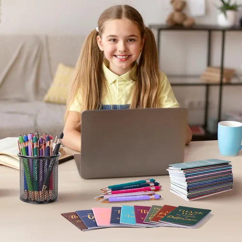 Miniatura 7 de Ragnhild 48 piezas de regalos de agradecimiento a granel, bolígrafos motivacionales, libretas inspiradoras, mini cuadernos motivacionales, regalos