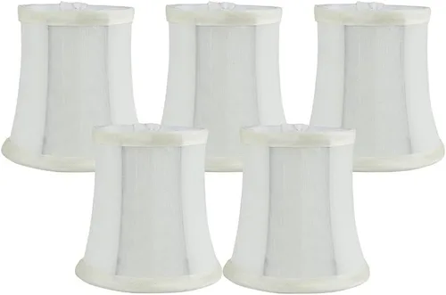 Miniatura 6 de Pantalla Individual de Lámpara de Araña de Seda Sintética Color Burdeos – Forma de Campana Softback, Ajuste de Clip para Bombillas de Candelabro