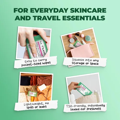 Miniatura 5 de LA Fresh Toallitas desmaquillantes con vitamina E – Removedor de maquillaje para cara, ojos, labios – Esenciales de viaje facial – Caja de 50