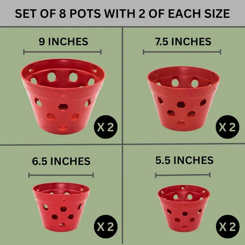 Miniatura 3 de Juego de 8 macetas de orquídeas colgantes de plástico grueso fuerte con agujeros y perchas. 2 macetas de orquídeas de 9 pulgadas de ancho, 7.5