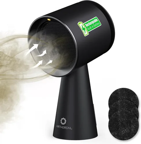 Airthereal Campana extractora portátil recargable, Campana extractora de escritorio con alimentación por batería, 3 velocidades de ventilador y gran
