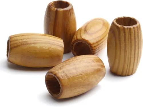 Miniatura 5 de 50 cuentas espaciadoras de madera natural grandes, ovaladas, sueltas, agujero de 0.394 pulgadas para joyas de bricolaje, manualidades