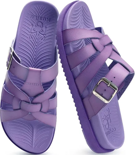 Miniatura 11 de KuaiLu Sandalias de gladiador para mujer con cómodo soporte de arco para verano, playa, vacaciones, caminar, viajes, pescador, toboganes, trajes