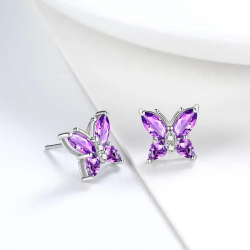 Miniatura 2 de Aurora Tears Butterfly Jewelry,Women 925 Sterling Silver Butterflies Birthstone Pendant NecklaceEarringsRings Wedding Gift
