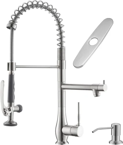 Miniatura 10 de GIMILI Grifo de cocina negro mate con rociador extraíble de una sola manija grifo de fregadero de cocina de alta presión grifos de cocina