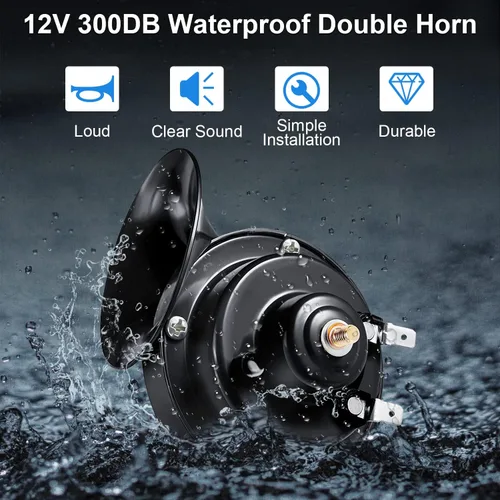 Miniatura 2 de Bocina de coche, bocina de camión de 12 V, 300 db, bocina de motocicleta, impermeable, bocina de tren, impermeable, tono alto, bajo, ajuste
