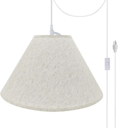 Miniatura 6 de Aspen Creative, Beige, 72561-11 Two Hanging Pendant Ceiling Light with Transitional Hardback Empire Fabric Lamp Shade, 20" Width