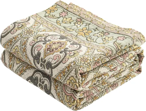 Miniatura 16 de VANJOROY - Manta bohemia de 100% algodón orgánico, transpirable, ultrasuave, decoración rústica, manta decorativa con diseño floral para todas