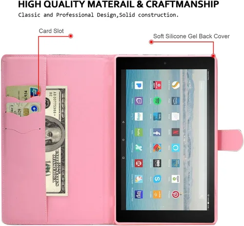 Miniatura 5 de Funda tipo cartera para tableta Amazon Fire HD 10 (5ª generación/7ª generación/9ª generación), soporte plegable delgado