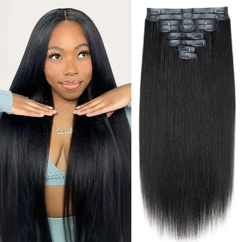 Miniatura 84 de Extensiones de cabello con clip de 12 pulgadas, rizado birmano, negro natural, extensiones de cabello con clip rizado birmano, cabello humano real