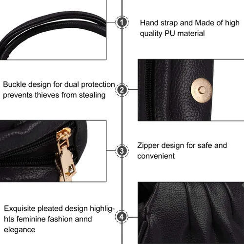 Miniatura 2 de TENDYCOCO Bolso casual para mujer Mini bolsa de dumpling Bolso de embrague PU para compras boda cóctel (rojo)