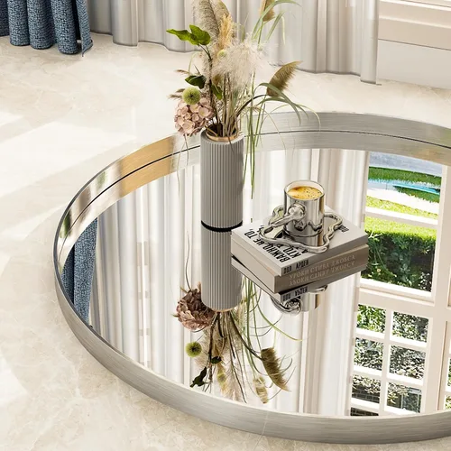 Miniatura 4 de Espejo redondo de baño de 24 pulgadas, espejo circular montado en la pared con marco de metal, espejo moderno adecuado para baño, tocador, entrada