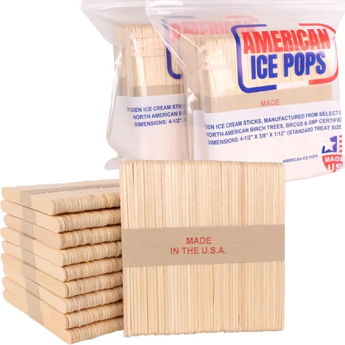 Miniatura 9 de Food Grade Popsicle Sticks Bulk Pack 100, 250, 500, 1000 Count by American Ice Pops Wood Ice Cream Sticks for Treats Small Wooden Sticks Natural