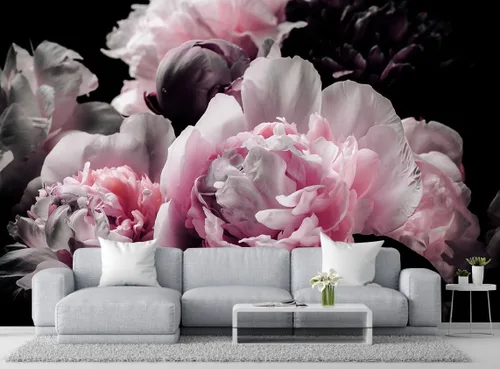 Papel pintado grande de peonía rosa para dormitorio, sala de estar, decoración de pared de fondo para baño (no autoadhesivo)