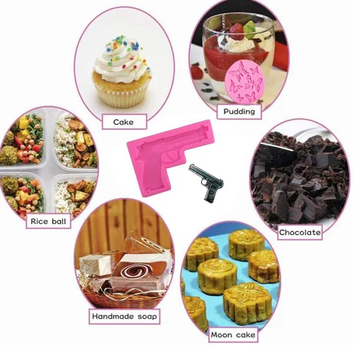 Miniatura 6 de Moldes de silicona para pistola, moldes de silicona para hornear para bricolaje, moldes de fondant de chocolate para hacer azúcar, pasteles, postres