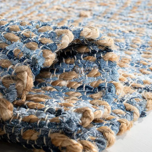 Miniatura 6 de Safavieh - Colección Cape Cod CAP350A, tapete tejida a mano en algodón natural y azul, Yute