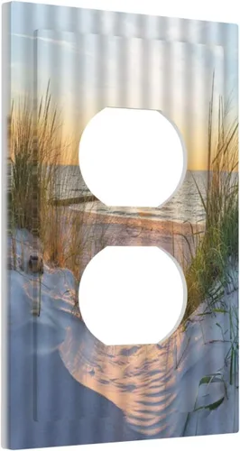 Miniatura 127 de Placa de pared de 1 cuadrilla, diseño de playa, océano, amanecer, mar, atardecer, cubierta de interruptor de luz en blanco, decorativo, sin