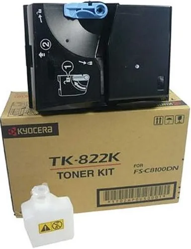 Kyocera 1T02HP0US0 Modelo TK-822K Cartucho de tóner negro para uso con impresora láser a color Kyocera FS-C8100DN A3, rendimiento de hasta 15000