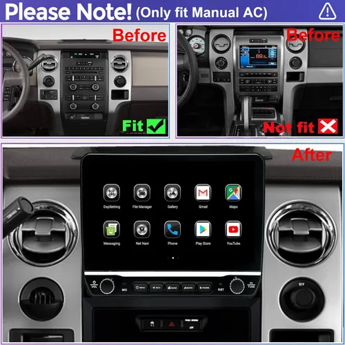 Miniatura 2 de para Ford F150 Actualización de Radio 2009 2010 2011 2012, Estéreo con Pantalla Táctil QLED, CPU de 8 Núcleos, Compatibilidad con Carplay Android