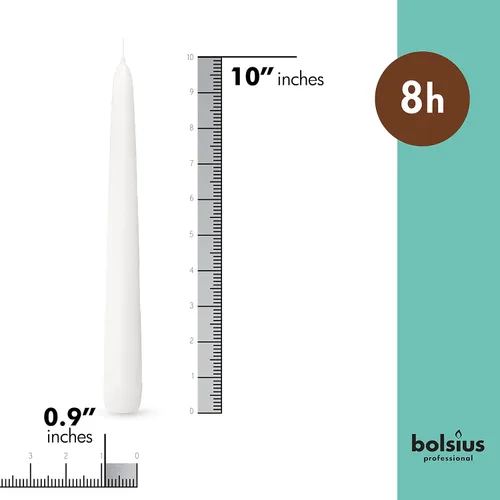 Miniatura 2 de BOLSIUS 60 velas cónicas blancas para el hogar, 10 pulgadas, calidad europea premium, 8 horas de tiempo de combustión, sin perfume, sin goteo y sin