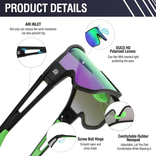 Miniatura 4 de DUCO Gafas de sol polarizadas deportivas para hombres y mujeres, gafas de sol para correr, pesca, ciclismo, béisbol, protección UV400, DC0023 Marco