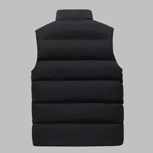 Miniatura 3 de WENKOMG1 Chaleco con capucha con doble cremallera para hombre, abrigo de color sólido, abrigo cálido y grueso, sin mangas, chaqueta suelta