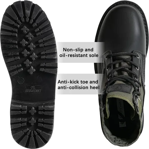 Miniatura 33 de Botas militares de WIDEWAY para hombres, botas de combate de jungla tácticas de cuero resistente al deslizamiento, negras, para hombres, todo