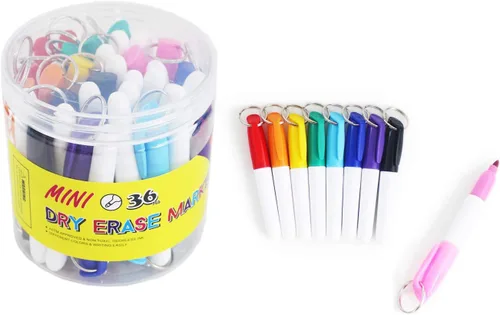 Miniatura 8 de SKKSTATIONERY 36 mini marcadores de borrado en seco, marcadores de pizarra blanca, rotuladores de 3.5 pulgadas, 36 piezas/caja