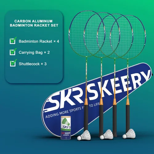 Miniatura 6 de SKEERY Juego de bádminton profesional con sistema de cabrestante, red de bádminton portátil incluye raquetas de bádminton de aluminio de carbono