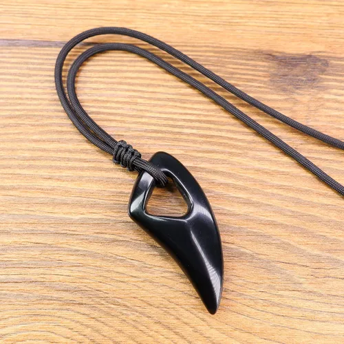 Miniatura 4 de COAI Collar con colgante de piedra de amuleto para hombre y mujer Piedra Obsidiana