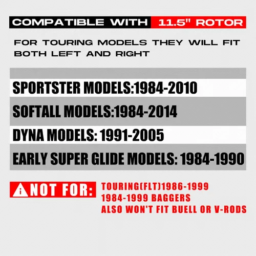 Miniatura 2 de Juego de 1 rotor delantero y 1 rotor trasero de 11.5 pulgadas para motocicleta Harley Davidson Touring Softail Sportster Dyna Early Super Glide