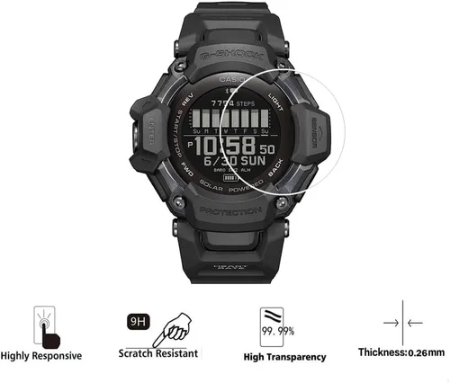 Miniatura 3 de Walieoka - Protector de pantalla compatible con Casio GBD-H2000, película protectora de vidrio templado de dureza 9H, resistente a los arañazos